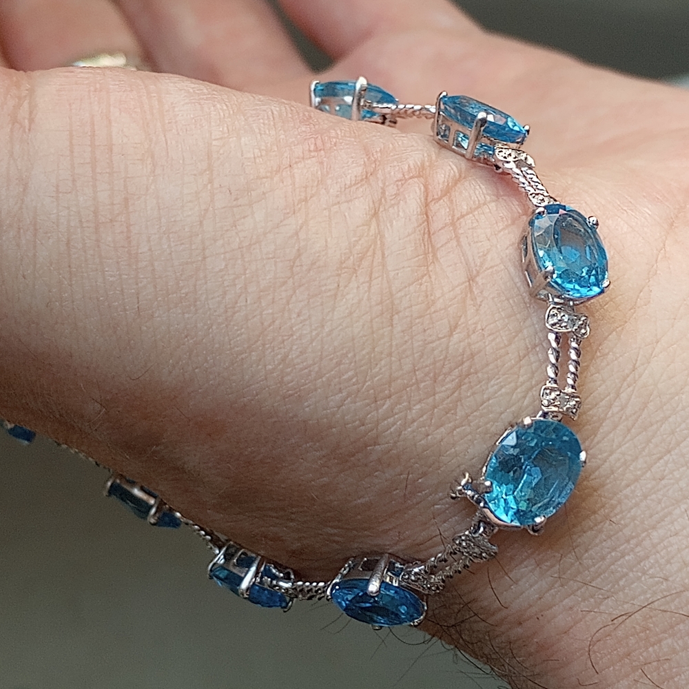 London Topaz, Diamonds & 10k White Gold